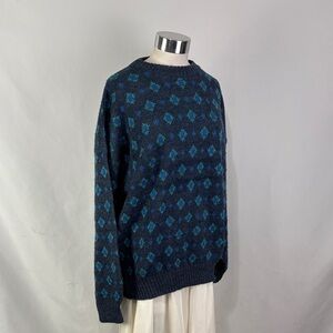 Vintage Blue Print Wool Men’s